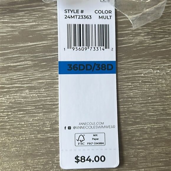 Anne Cole Women Plus Tropic Stamp Twist Bandeaukini Swim Top 36Dd NWT in package - Picture 6 of 7